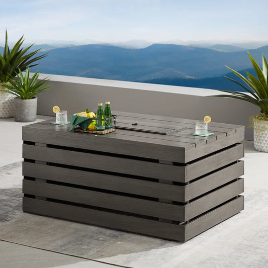 Aluminum Outdoor Fire Pit Table with Hidden Fuel Tank