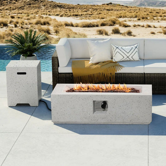 Rectangle Concrete Fire Pit Table