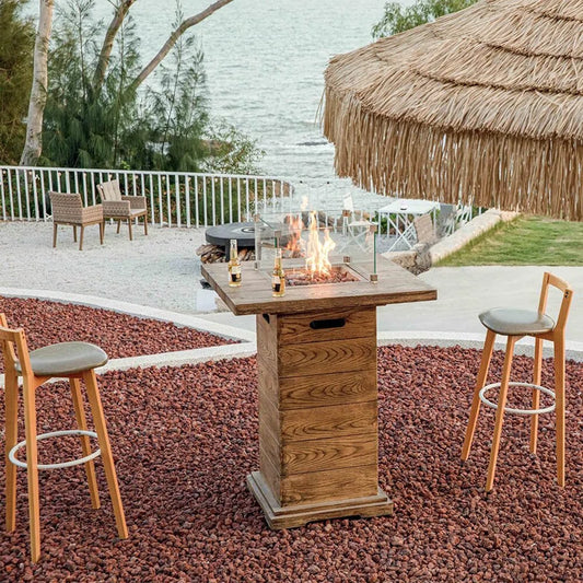 Rova Redwood Bar Fire Table